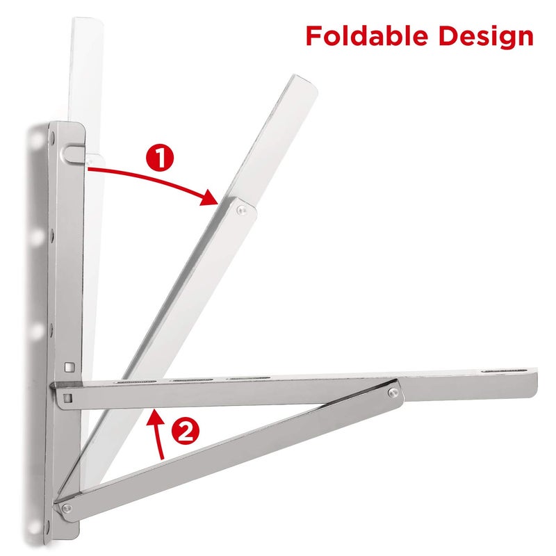 TURBRO Wall Mount Bracket for Mini Split Ductless Air Conditioner Heat Pump System, Foldable Stainless Steel Stand, Support Condenser up to 350 lbs (7,000-18,000 BTU), 1 Pair - Image 3